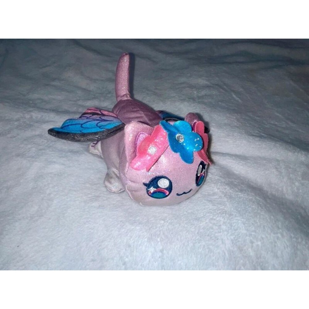 Aphmau MeeMeows Sparkle Fairy Cat Plush 6" Pink Flower Crown Wings
